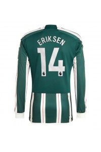 Manchester United Christian Eriksen #14 Jalkapallovaatteet Vieraspaita 2023-24 Pitkähihainen
